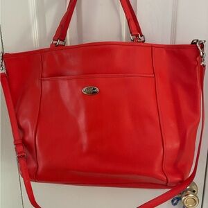 Gorgeous Coach Red Leather Tote Bag